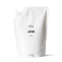 Public Goods front packaging image showing refill bottle and clear label, highlights value