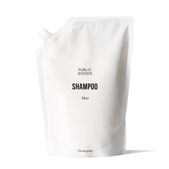 Public Goods front packaging showing 34 oz refill and sustainable design benefit