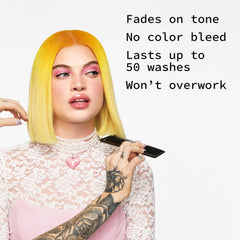 Pulp Riot brush applying Nuclear to hair showcasing easy, no-developer use