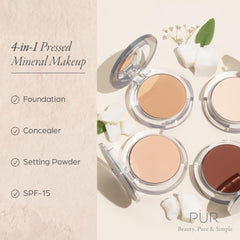PÜR MINERALS close-up of four eyeshadows highlighting versatile color options