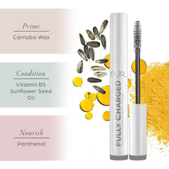 PÜR MINERALS in-use application illustrating lifted lashes and definition