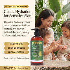 PURA D'OR label close-up showing USDA Organic and ingredient clarity benefit