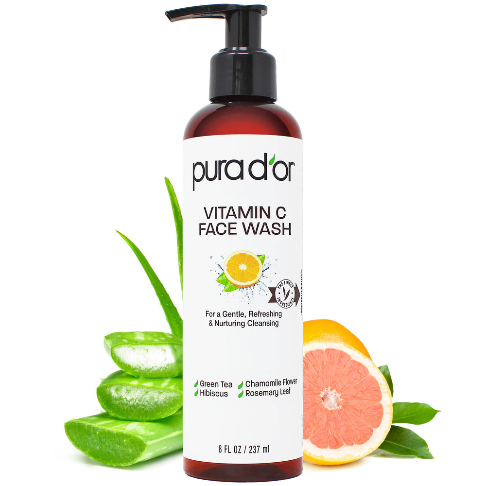 PURA D'OR front bottle view showing label and size, highlights clarity