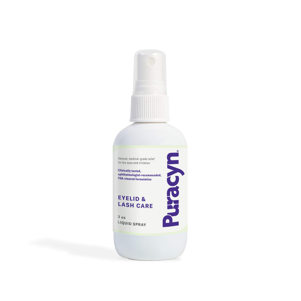 Puracyn front packaging showing 3 oz bottle and label, promoting clear eyelid care