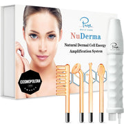 Pure Daily Care NuDerma front packaging showing device and four Neon applicators for clear unboxing benefit