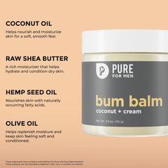 Pure for Men balm being applied to inner thigh to prevent chafing