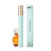 PUREAMOR front bottle showing elegant travel-size design and lasting convenience