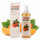 Pureasy front bottle showing persimmon body wash and clean design benefit