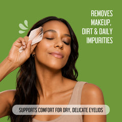 PURELID single wipe unfolded displaying large size for full eyelid coverage
