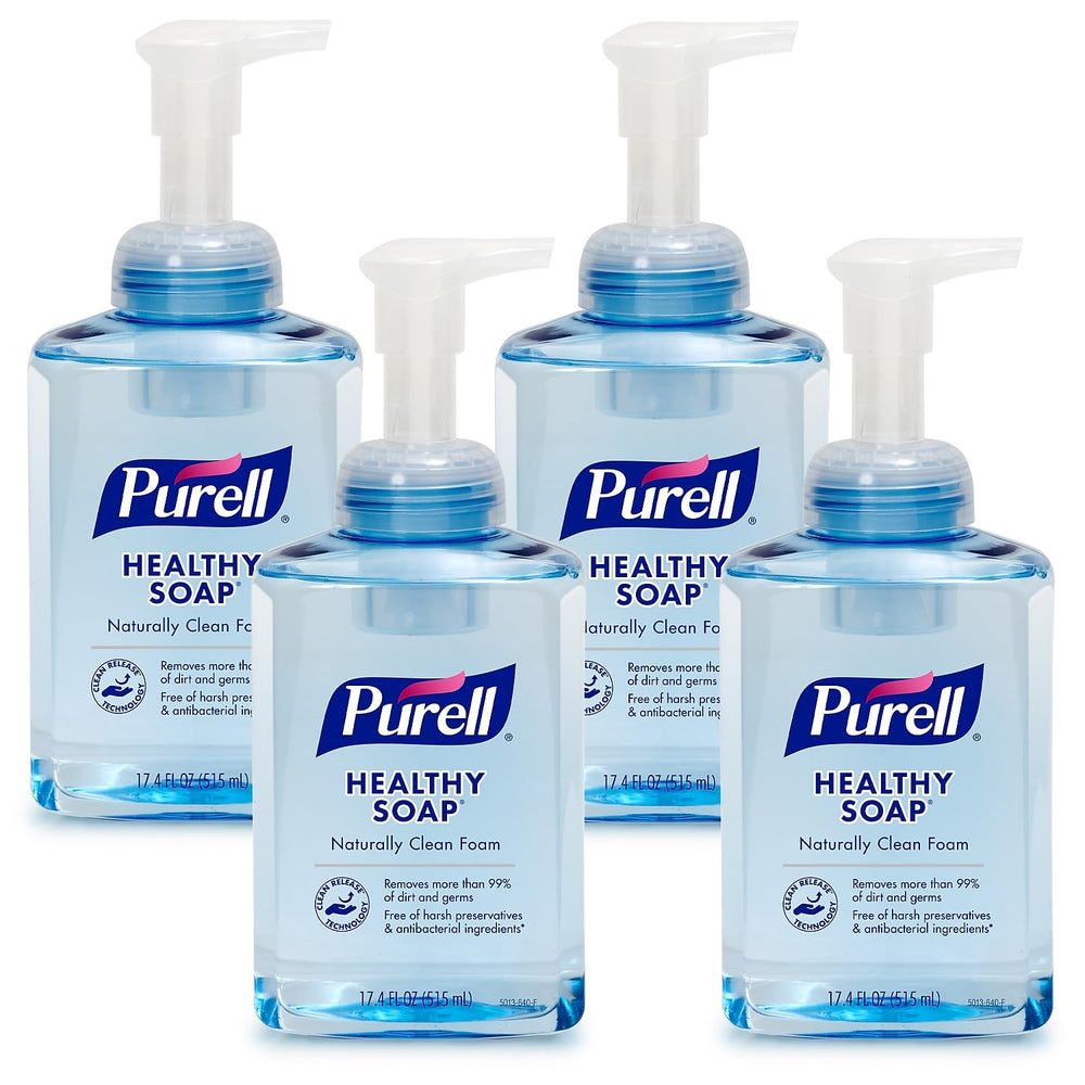 PURELL front packaging pump bottle showing brand and compact footprint benefit