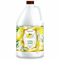 Puremax gallon front label showing lemon basil scent and product benefits
