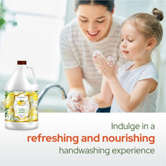 Puremax refill being poured into a foaming dispenser for easy use