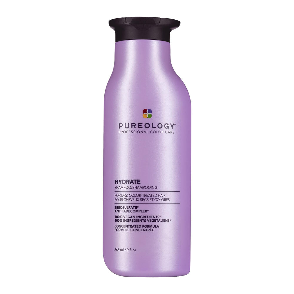 Pureology front packaging showing the 9 fl oz bottle and hydration benefit