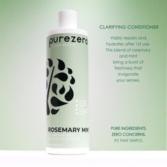 Purezero shampoo texture in hand, clear gel consistency for gentle clarifying