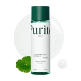 PURITO centella toner front packaging showing bottle and cap with calming effect