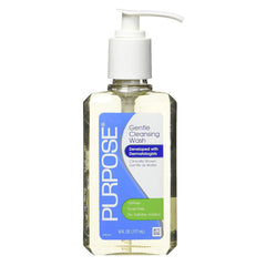Purpose close-up of cleanser texture on fingertip, shows lightweight feel