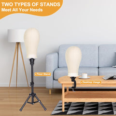 PWEOUKE tripod stand fully extended showing adjustable height for styling