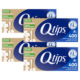 Q-tips front packaging showing 4-pack and quantity, brand visible for convenience