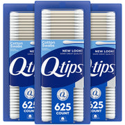Q-tips front packaging showing brand and count, convenient long-lasting supply