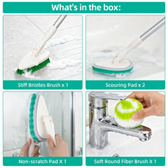Qaestfy soft round brush close-up cleaning grout and tight corners safely