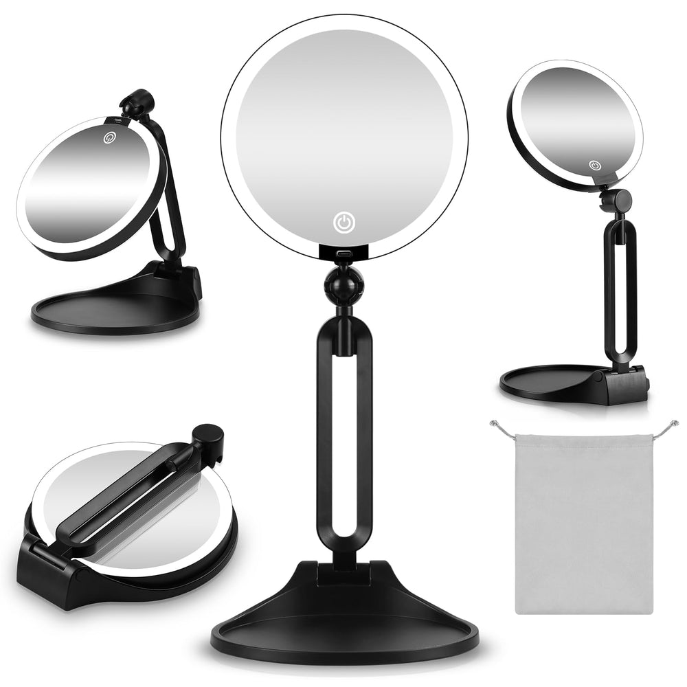 Qinxinmir front-facing mirror showing full-face reflection and even lighting benefit