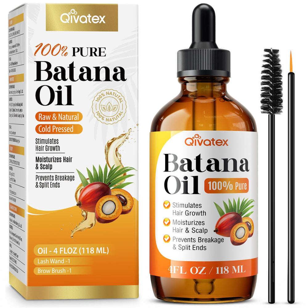 Qivatex bottle front view showing pure batana oil for nourishment