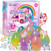 Qivatex front packaging showing unicorn bath bombs and playful branding, great shelf appeal