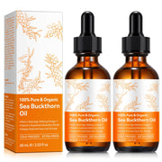 QJCWXIAOX front view of two sea buckthorn oil bottles showing packaging and value