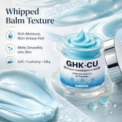Qpywd cream on fingers demonstrating lightweight texture and easy spreadability