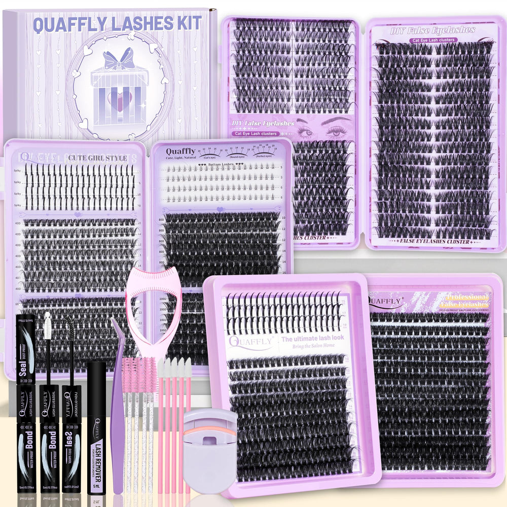 QUAFFLY front packaging showing full 1790-piece kit and included tools for convenience