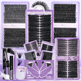 QUAFFLY front packaging of the full lash cluster kit showing all components and convenience
