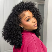 QUANDIAN front view of half wig showing natural hairline and instant volume