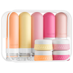 Quatish front packaging showing full macaron travel kit and organization benefit