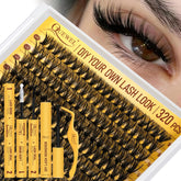 QUEWEL front packaging showing full lash clusters kit and components for easy styling