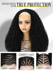 quickwig back silhouette showing full waist-length curly coverage