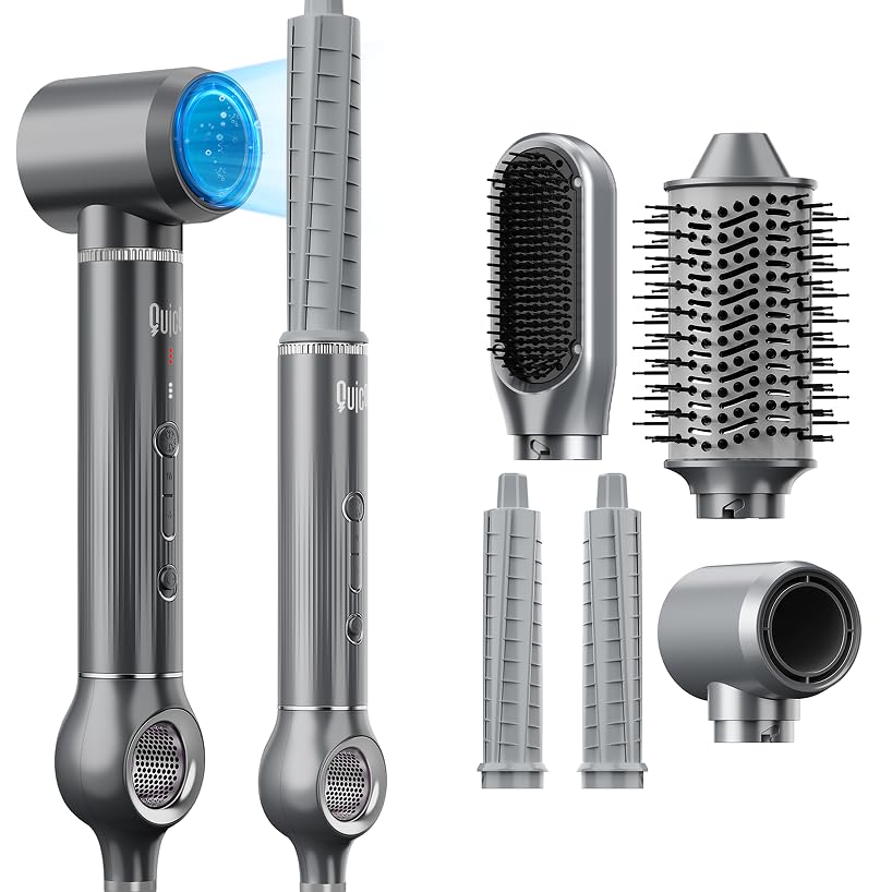QUICO front view styling kit showing all five attachments for versatile styling