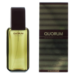 Model spraying Quorum by Antonio Puig on wrist, demonstrates application and moderate projection
