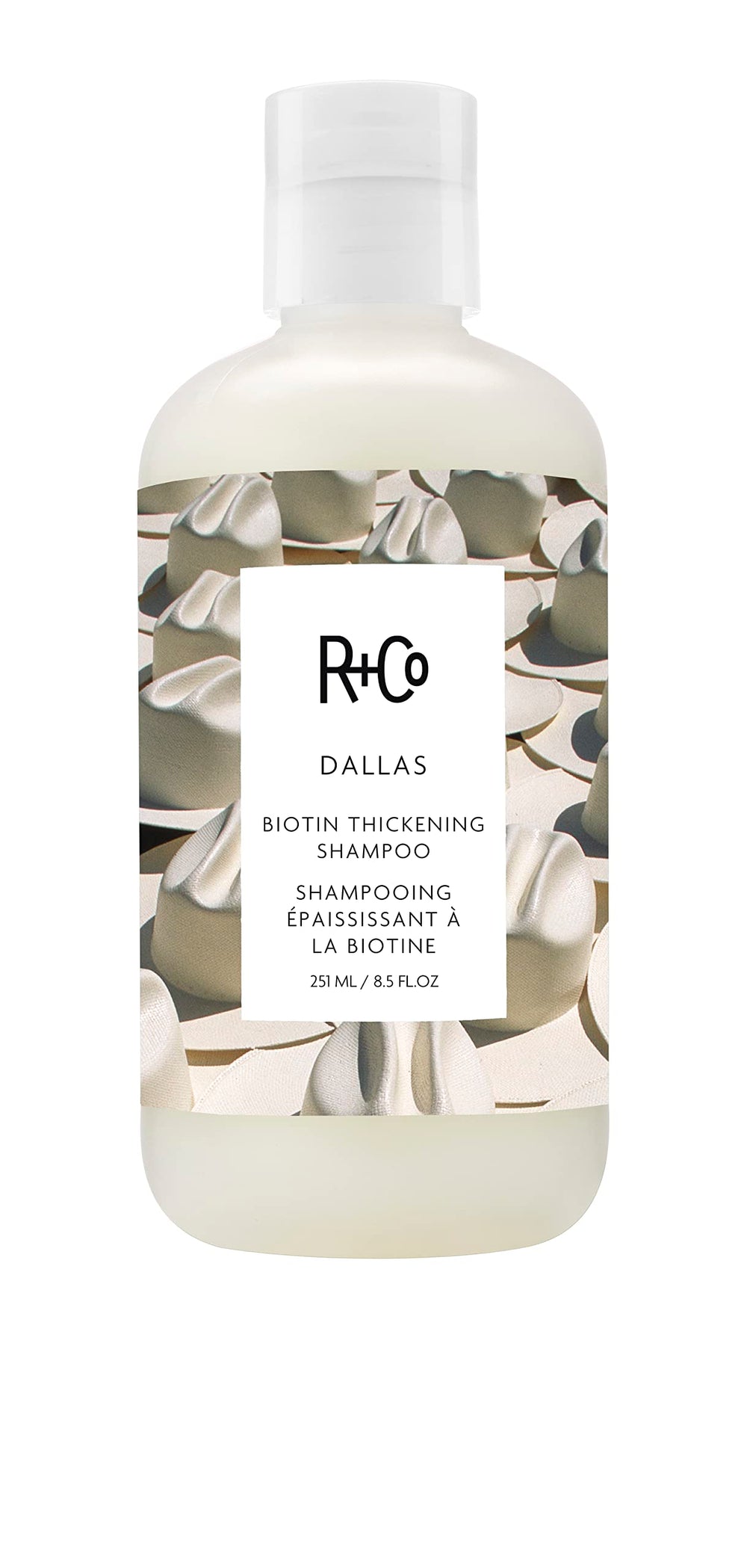 R+Co DALLAS front bottle with Dark Waves scent showing product branding and size