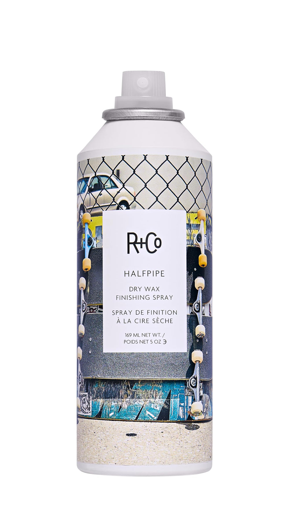 R+Co HALFPIPE front packaging showing label and 5 oz benefit