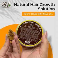 RA COSMETICS open jar showing rich unrefined Batana oil texture for deep moisture