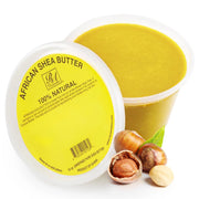 RA COSMETICS jar front label showing pure yellow shea butter benefits
