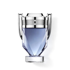 Rabanne Invictus front bottle view showing iconic trophy and confident design