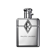 Ralph Lauren front bottle view showing sleek chrome and bold monogram benefit: stylish display