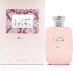 Rasasi Hawas Eclat on a vanity with accessories showing stylish everyday wear appeal