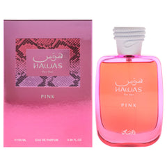 RASASI Hawas Pink front bottle showing elegant design and instant freshness