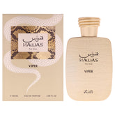 RASASI Hawas Viper front bottle showing elegant label and bold silhouette benefit: premium appearance