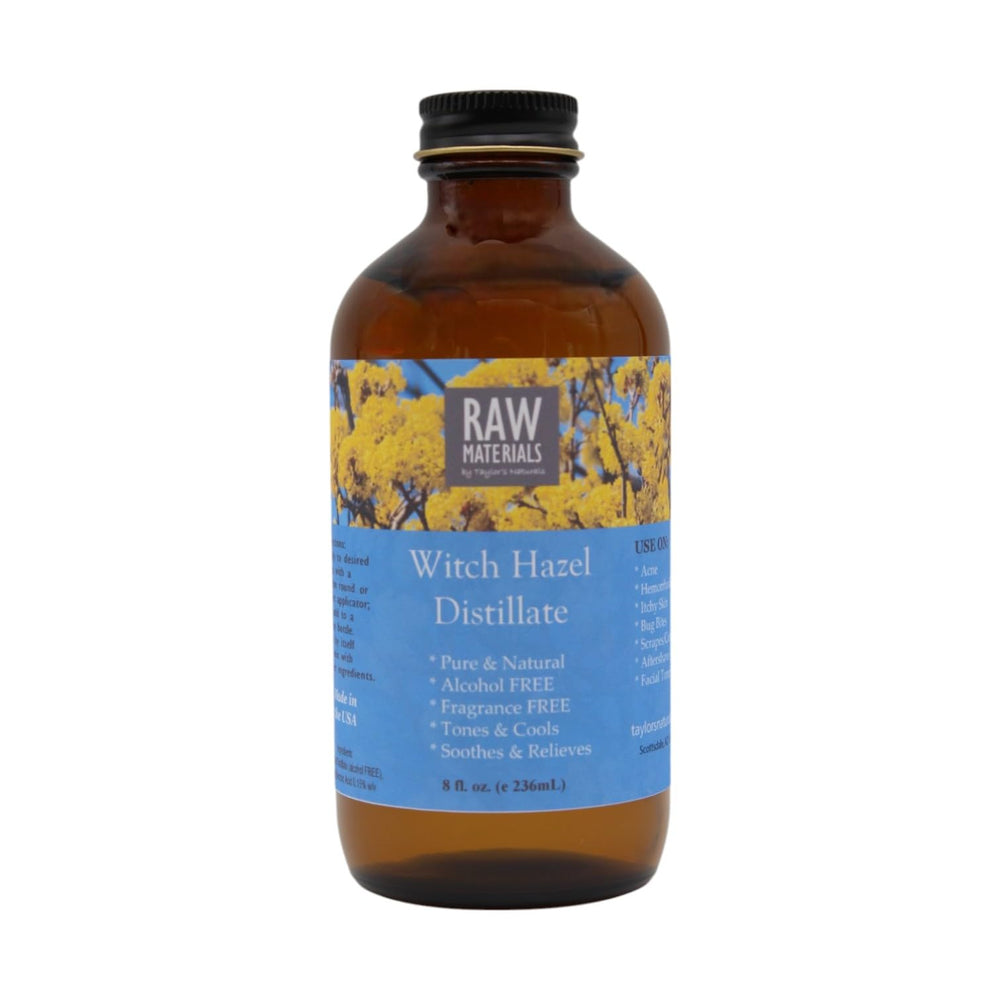 RAW MATERIALS front packaging in amber glass bottle showing product identity and purity