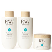 RAW SUGAR bundle front packaging showing three haircare products and nourishing benefits
