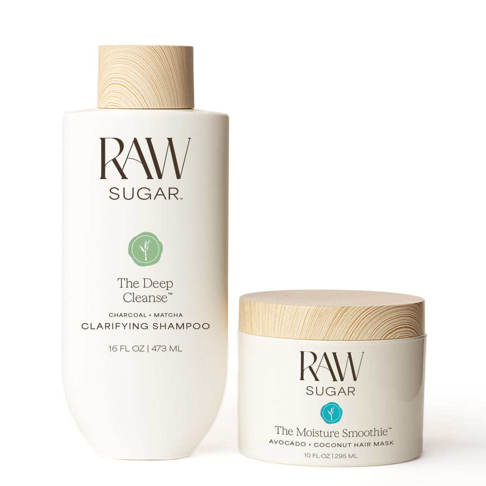 Raw Sugar duo front packaging showing both products for an effective cleanse and hydrate routine