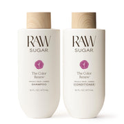 RAW SUGAR front packaging duo showing 16 fl oz bottles and clear branding benefit color care
